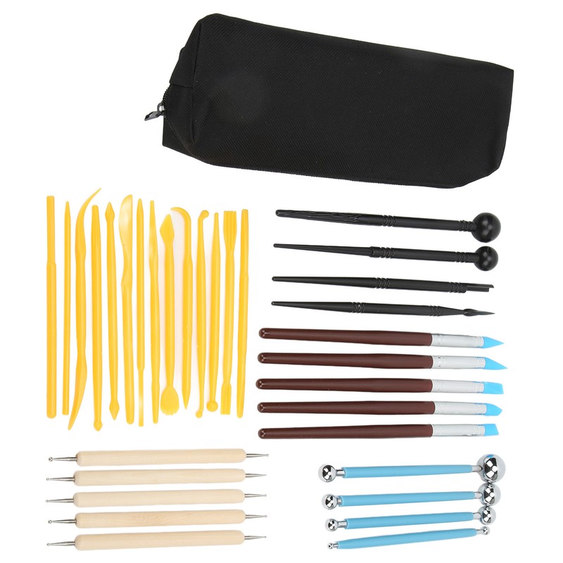 Clay Sculpting Tools Kit 33pcs Ball Stick Silicone Pen Portable