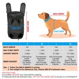 Mosago Dog Backpack Carrier, Puppy Carriers for Small Dogs 8-12 Lbs, Wearable Small Dog Carrier Sling Backpack, Adjustable Chest Pet Front Carry Travel Bag for Hiking/Traveling, Cat Stroller, Large