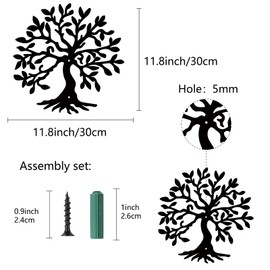 CREATCABIN Tree of Life Metal Wall Art Decor Rustic Sign Black Wall Sculptures Decorative Hanging Ornament Iron for Home Living Room Kitchen Bathroom Bedroom Housewarming Office 12 x 12 Inch