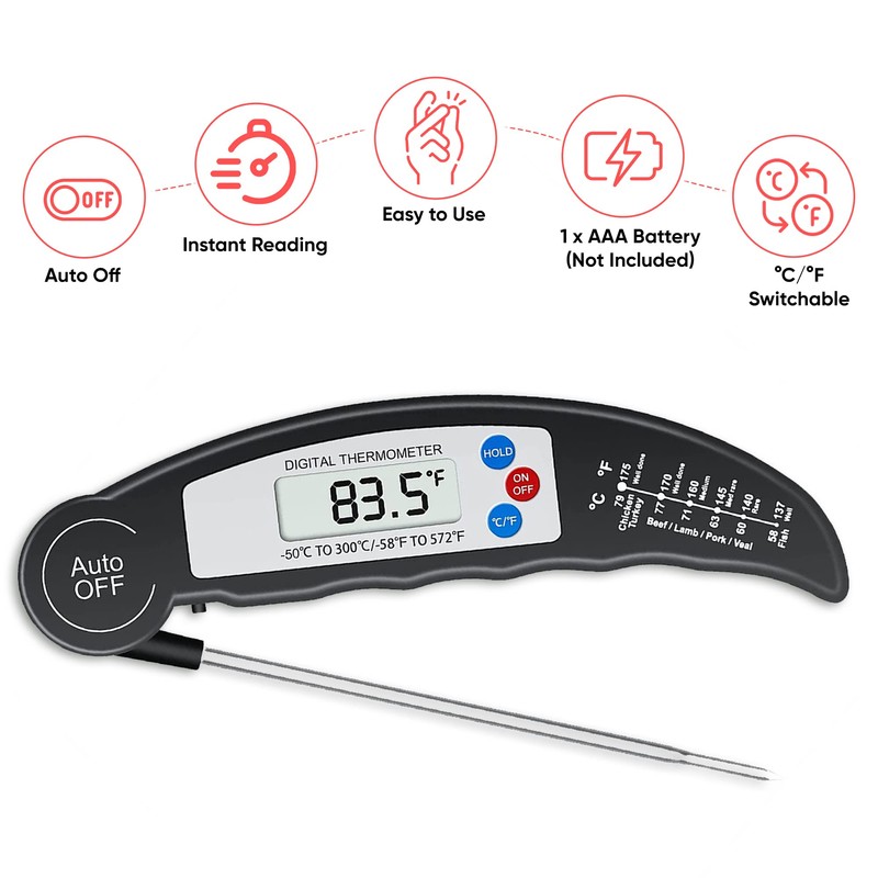 Albert Austin Instant Read Food Thermometer Digital Food Cooking Meat