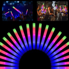 Blu7ive 199pcs Glow Sticks Bulk,Led Foam Sticks 3 Flashing Modes light up foam sticks Glow in The Dark Party Supplies glow sticks for Wedding Christmas , Birthday ,Concerts, DJ