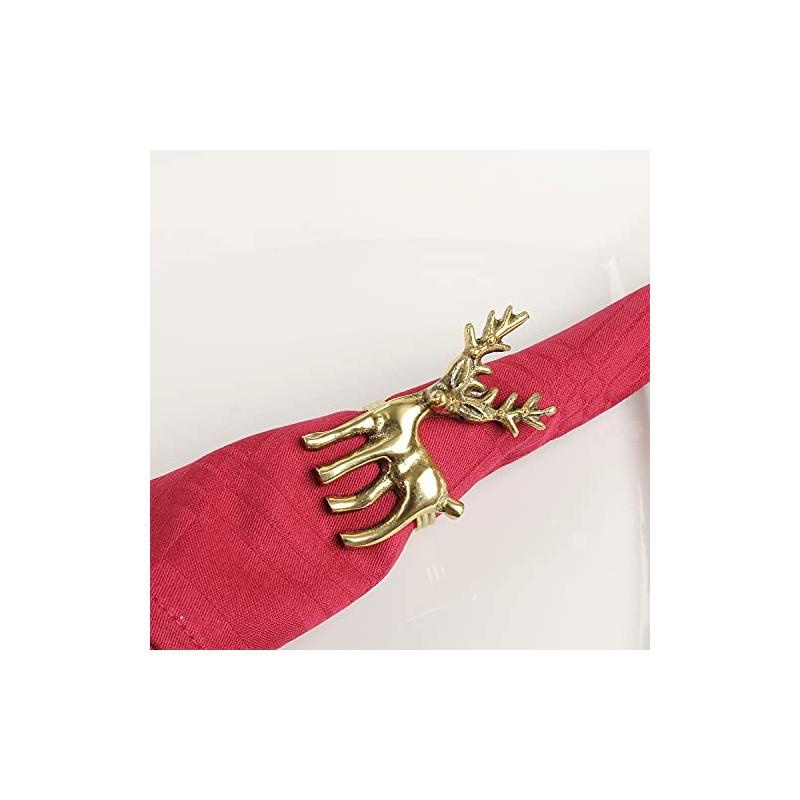 Macosa WV50593 Set of 6 Napkin Rings Deer Gold Napkin