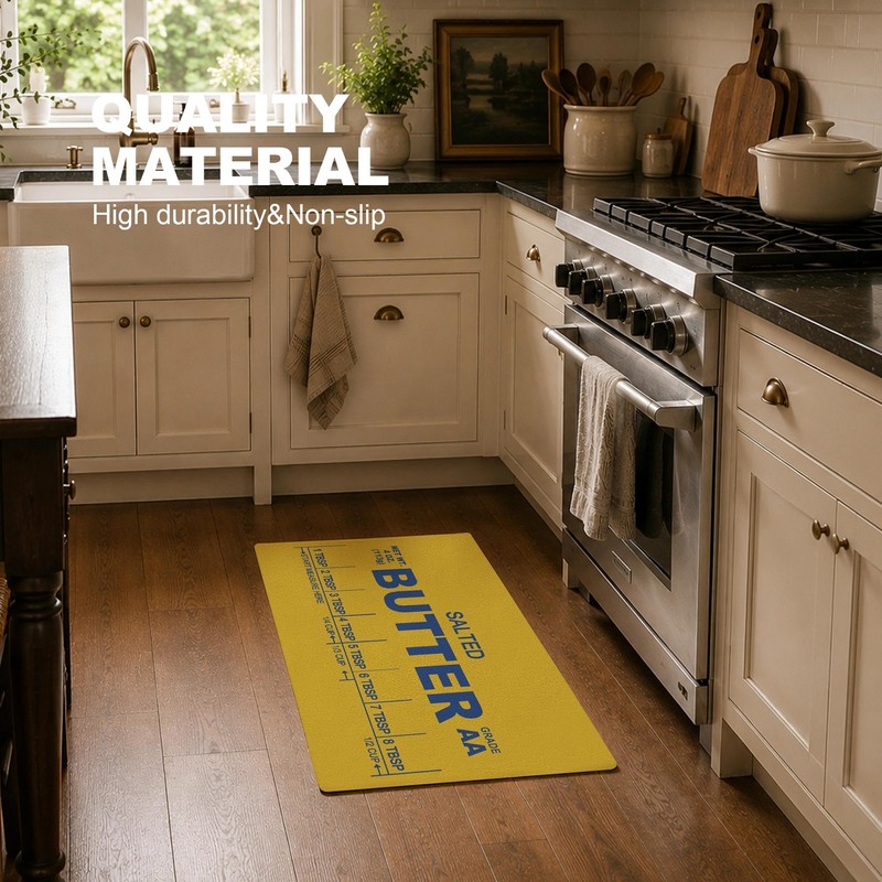 Funny Butter Kitchen Mat, Retro Baking Theme Door Mat for