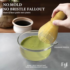 FYL 4pcs Matcha Whisk Set, Dishwasher Safe Upgraded Resin Plastic Matcha Powder Japanese Tea Stirrer Kit with Matcha Bowl