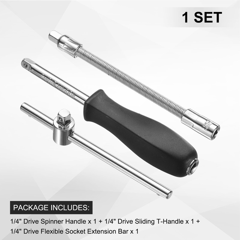 sourcing map 1/4" Drive Spinner Handle Chrome Vanadium Steel Drive