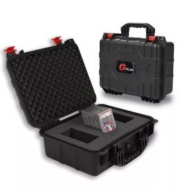 goneparts 150CT Weatherproof Graded Card Storage Box Heavy Duty Case Slab Holder Protector - Black & Red