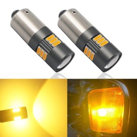 Eluseastar BAY9S H21W LED Bulbs Amber High Power 4000LM Extremely Bright with Canbus Error Free for Indicator Backup Side Light, 2 Pack