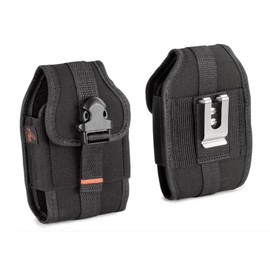 Agoz Carrying Case for Kyocera Cadence S2720, Heavy Duty Rugged Canvas Vertical Case Holster Pouch Cover with Metal Clip, Belt Loops, Card Slot & Front Buckle Clip