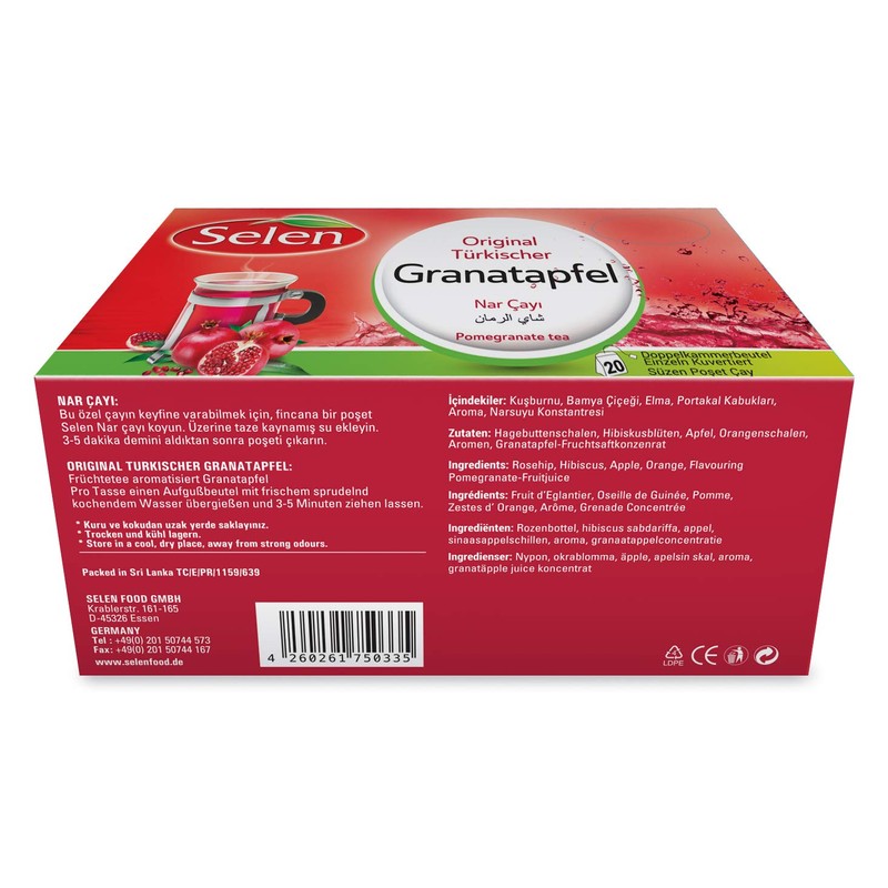 Selen Melograno turco originale, 20 Individually Wrapped Tea Bags -