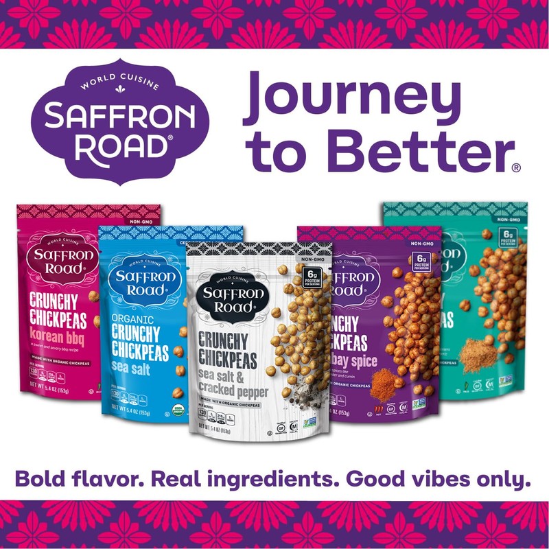 Saffron Road Roasted Bombay Spice Crunchy Chickpeas | High-Protein, Vegan,