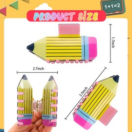 Tihebax Pencil Hair Clips 4Pcs Teacher Hair Claw Clips for Women Funny Cute Teacher Hair Accessories for Women & Students Back to School