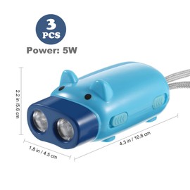 TOYANDONA 3 Pack Kids Flashlights, Cartoon Pig Hand Pressing Flashlights Small Emergency Torch for Camping, Hiking, Outdoor Sports and Home Power Outage