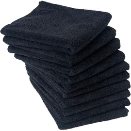 Eurow Toallas de salón de microfibra ultra absorbentes a prueba de blanqueador, 40.64 x 73.66 cm, paquete de 10, color negro