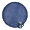 HofferRuffer Round Serving Tray 20'', Elegant Faux Leather Circle Ottoman