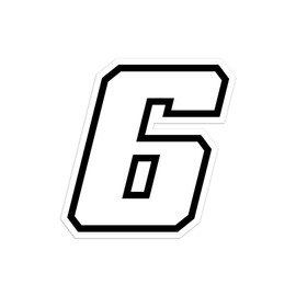 4R Quattroerre.it 13366 Racing Number 6 Moto GP, White, 10 x 10 cm