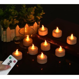 LED Tea Lights with Remote Control: Battery Operated Bulk Realistic and Bright Flickering Long Lasting 400+Hours Flameless Candles for Home Decor Holiday Wedding Party (12pack, WarmYellow)