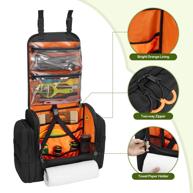 HODRANT Large Tactical Camping Kitchen Organizer, Hanging Cookware Storage Bag