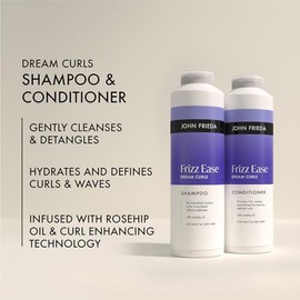 John Frieda Dream Curls Shampoo & Conditioner 500ml x2 | Curl Shampoo and Conditioner Duo, Frizz Ease Care, For Wavy Hair, Soft Definition