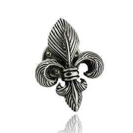 Sterling Silver Textured Fleur-de-Lis Symbol Lapel Pin, Brooch