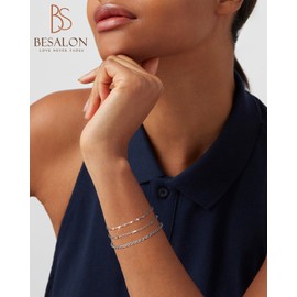 Silver Bracelets for Women Silver Stackable Bracelets for Women Link Charm Silver Bracelet Stack Waterproof Jewelry for Women Trendy Minimalist Simple Bracelet Set Jewelry Gift