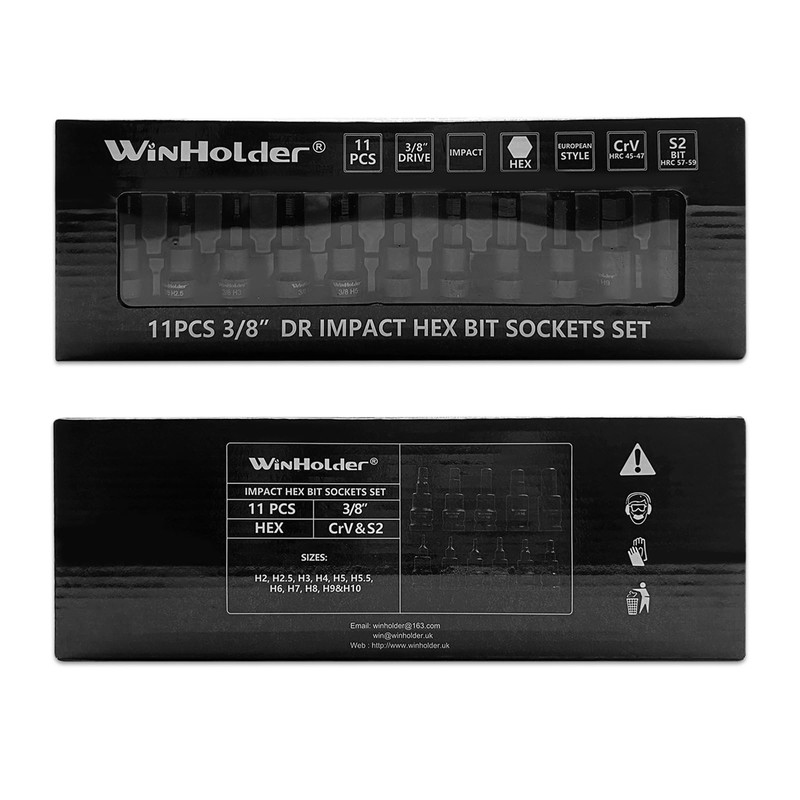 WinHolder 11PCS Impact HEX BIT Sockets Set 3/8" Drive Impact