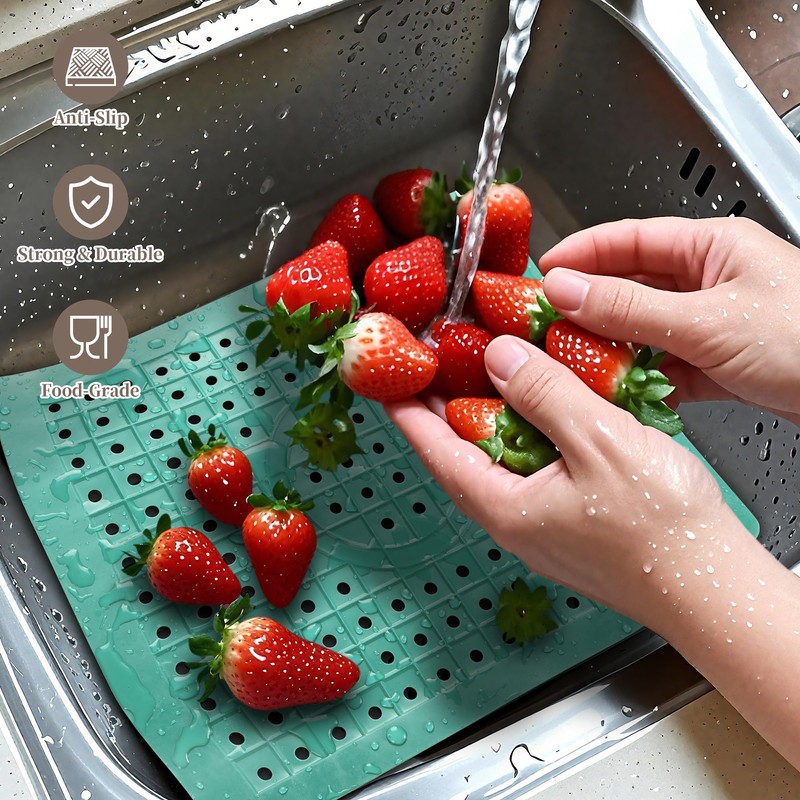 WILLKOMMEN Kitchen Sink Mat, 12" x 10" Rectangular Sink Protector