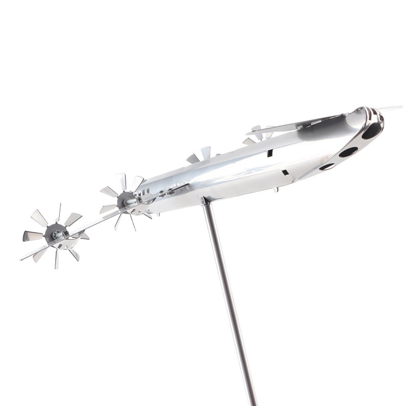 Aircraft Wind Sculpture Wind Powered Rotate Stainless Steel Airplane Windmill