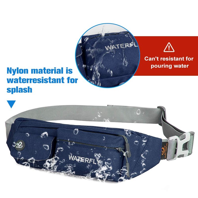 WATERFLY Flat Water Resistant Waist Bag and Belt Bag for