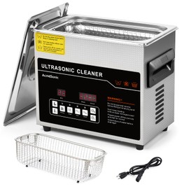 ACMESONIC Ultrasonic Cleaner 3L Dual-Frequency Professional Digital Stainless Steel Cleaning Machine with Heater Timer for Denture, Coins, Small Metal Parts, Circuit Board, Lab Tools, etc
