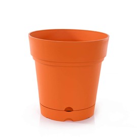 Mintra Plastic Pots for Plants, Round Planter for Indoor Outdoor Plants, Garden Pots with Saucers & Drainage Holes, Decorative Flower Pots for Patio, Home Decor, 8.5" Wx8.75 H, Orange