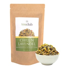 Chill N Lavender 50 g, Lavender Tea Mix Loose Evening Tea Herbal Tea Blend with Lavender Fennel Cumin Anise, TeaClub Herbal Tea