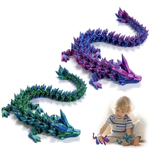 RCYHCY Pack of 2 3D Printed Dragon, 30 cm Dragon