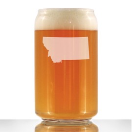 Montana State Outline Beer Can Pint Glass - State Themed Drinking Decor and Gifts for Montanan Women & Men - 16 Oz Glasses