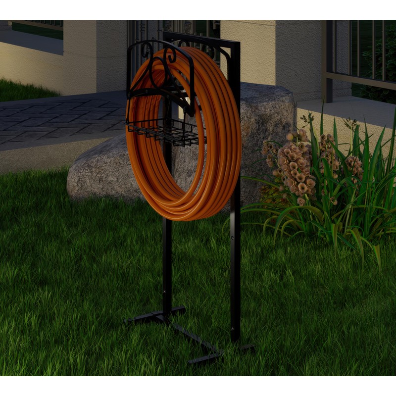 Fire Beauty Heavy-Duty Portable Garden Hose Holder with Storage Basket,120+
