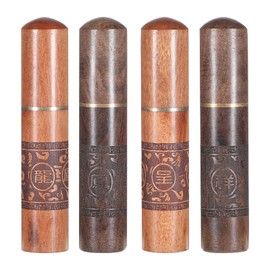 Bruislard 4 Pcs Portable Wood Toothpick Mini Case Tooth Pick Holder Handmade Craft Toothpick Pocket Box Waterproof Tooth Pick Dispenser for Storage Beads Needle Ear Pick