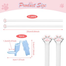 4 Pairs Cat Paw Chopsticks with Chopsticks Help, Cat Paw Chopsticks Set for Beginners to Use Chopsticks for Learning to Eat, for Home to Restaurants and as a Gift for Cat Lovers