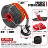 Synthetic Winch Rope 3/8" x 100'-23800 lbs Winch Line with
