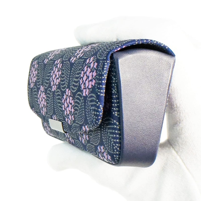 Indenya 8007 Glasses Case, Deer Leather, Misono, Hydrangea Pattern, Navy