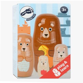 Small Foot 10621 Matrjoschka Bear Figures Made of Wood in Four Different Sizes and Colours, Teaches The Hand-Eye Coordination and is Suitable as a Decoration