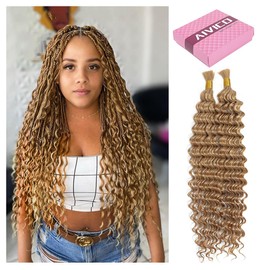 AIVICO Extensiones De Cabello Humano Brasileño Virgen 100% Sin Procesar, De Ondas Profundas, Para Trenzar Cabello, Cabello Humano Mojado Y Ondulado (1 Paquete, 2 Unidades, 24 Pulgadas) #27