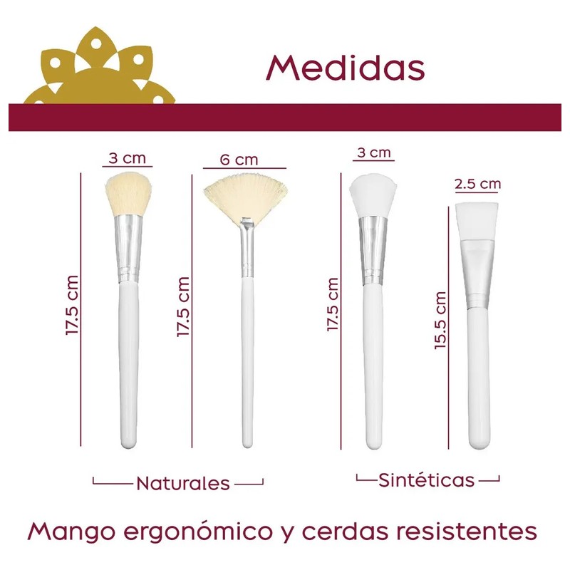 Brocha Facial Para Mascarillas Kit 4 Pzas. Tipo De Piel