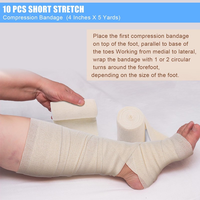Geiserailie 10 Pcs Short Stretch Compression Bandage Stretched Wrap Bandage
