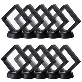 Uceoo Black 3D Floating Frames, 10 Pack 3.5×3.5×0.8”/90X90X20mm Challenge Coin Holder Coin Floating Display Frame with Base for Coin Medallions Specimen Jewelry