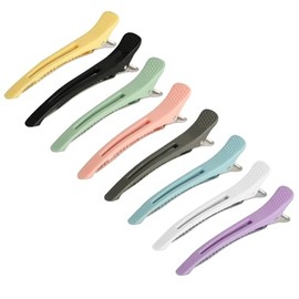 8 x Hair Clips for Styling, 3.5" Duck Bill Clips, Pin Curl Metal Sectioning Rollers, Long Roller Styling Alligator Hairdressing (8 colors, 8 Pcs) | Metal Section Clips: No-Trace Duckbill Clips for Cutting & Styling Non-slip, hair friendly, reusable