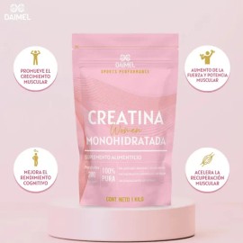 Creatina Monohidratada Women 1kg 200 Porciones Polvo Daimel Natural                                                                                   