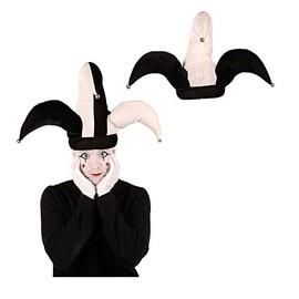 Beistle Plush Jester Hat, One Size, Black/White (60227)