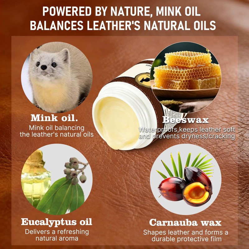 Velluxor 4-in-1 Natural Mink Oil 8.2oz Leather Cleaner and Conditioner,