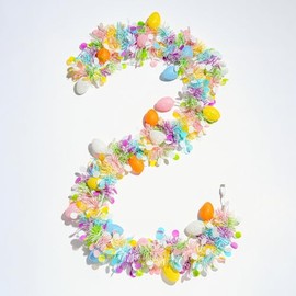 Guirnalda de huevos de Pascua de 13 pies con 20 luces LED, guirnalda de oropel de Pascua pastel con huevos, decoraciones de Pascua, guirnalda de luces para árbol de Pascua y primavera, puerta