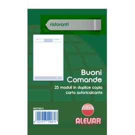 Alevar 3760/2 Blocchi Autokopianti Buoni Comande 2 Copies, pack of 10