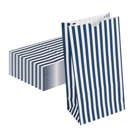 Restaurantware Bag Tek 4 LB Disposable Lunch Bags 100 Sturdy Take Out Bags - Flat Bottom Great For Restaurants Cafes And Bakeries Blue And White Paper Popcorn Bags Versatile For Grocery